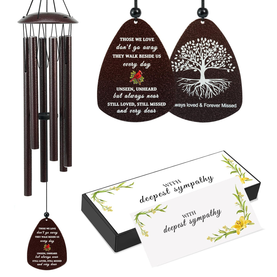 Tuned Wind cardinal pendant on bronze finish wind chime for outdoor memorial ambience.