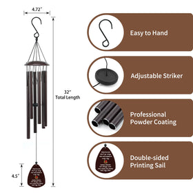 Tuned Wind wind chime with tree of life back engraving memorial symbolizing eternal connection.