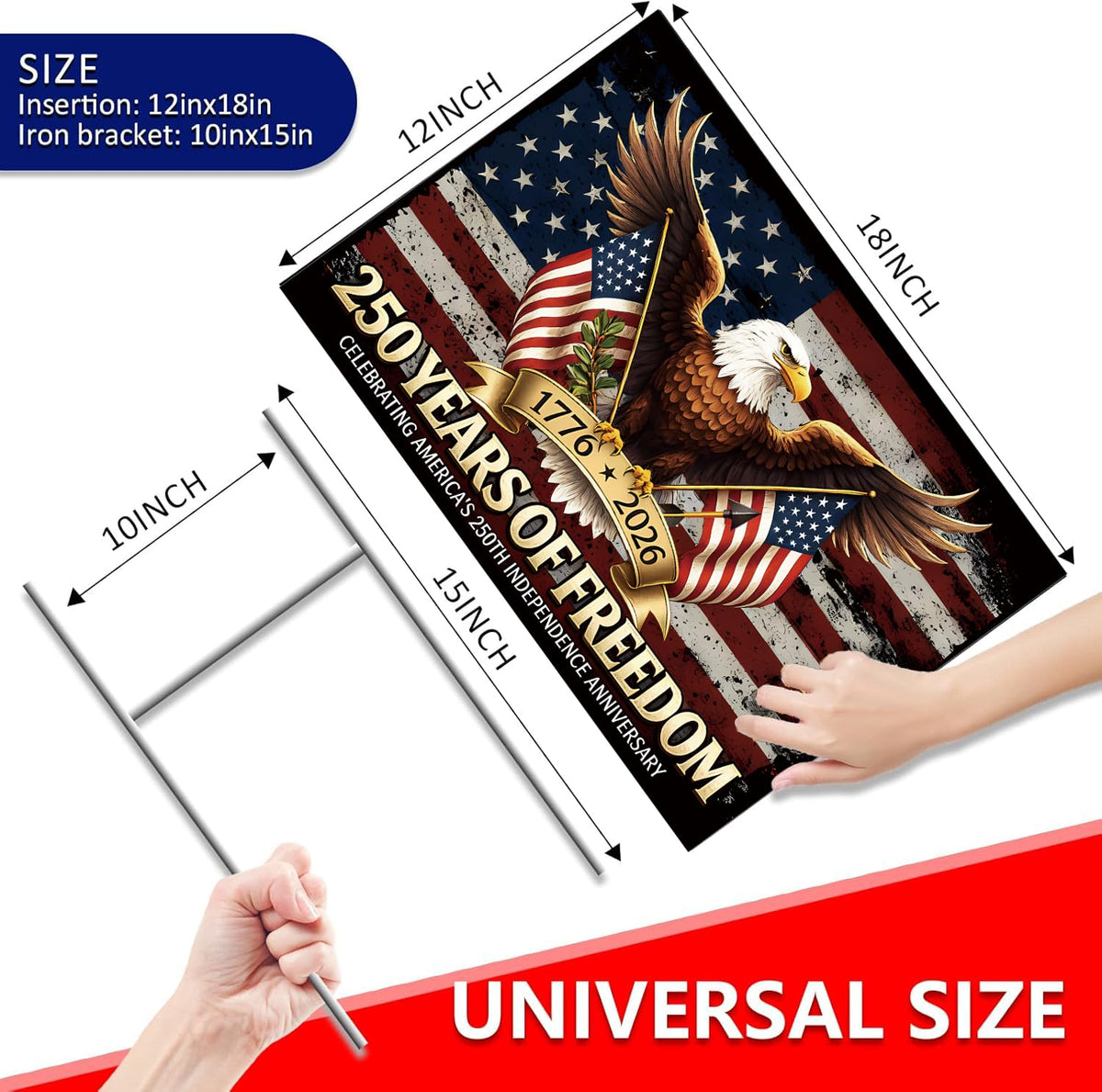 TUOCYERD patriotic design celebrates 1776–2026 with bold, timeless messaging.