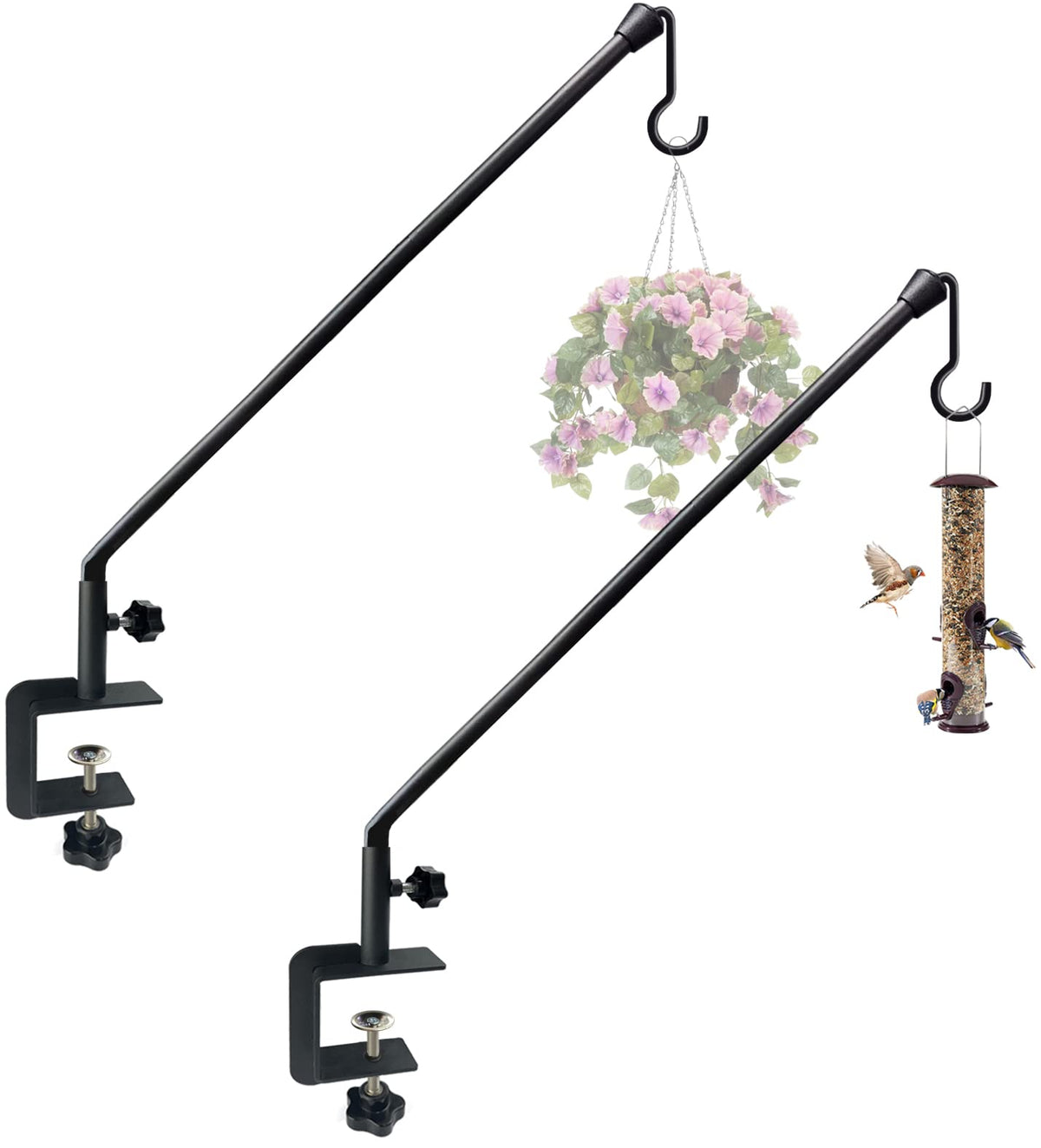 Tuohours 38-inch extended-reach deck hook shown in use for rail hanging.