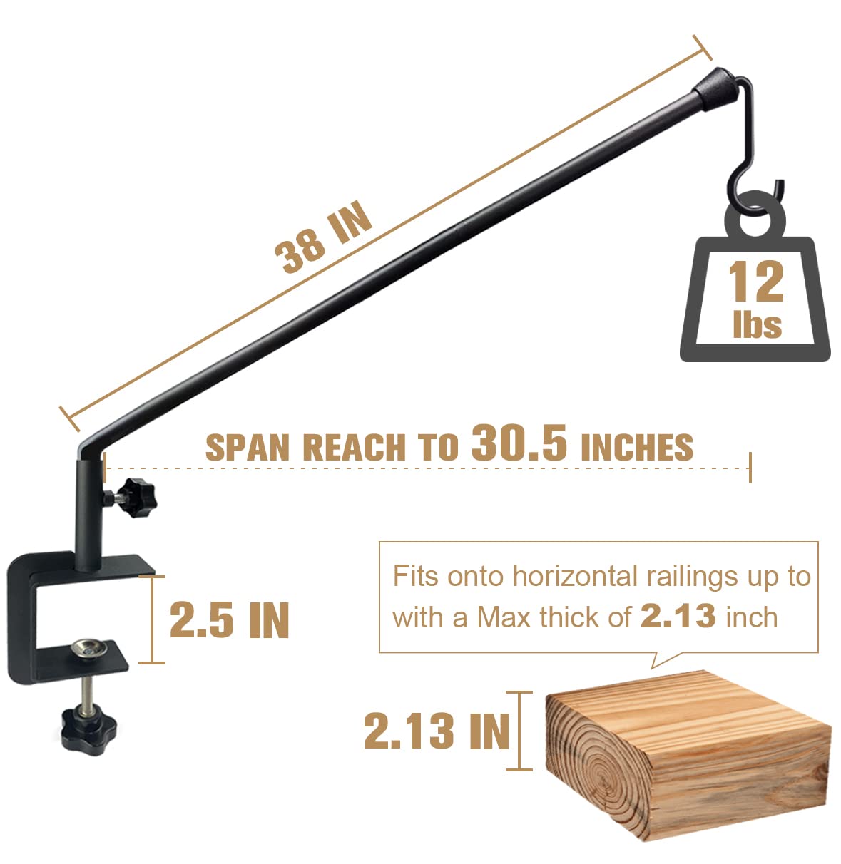 Tuohours deck rail clamp attachment demonstrating secure rail mounting.