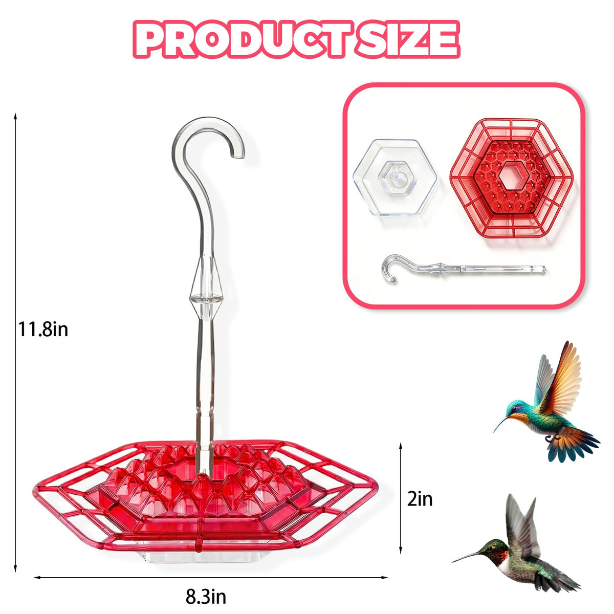 TUONU hummingbird feeder easy-clean design for quick maintenance.