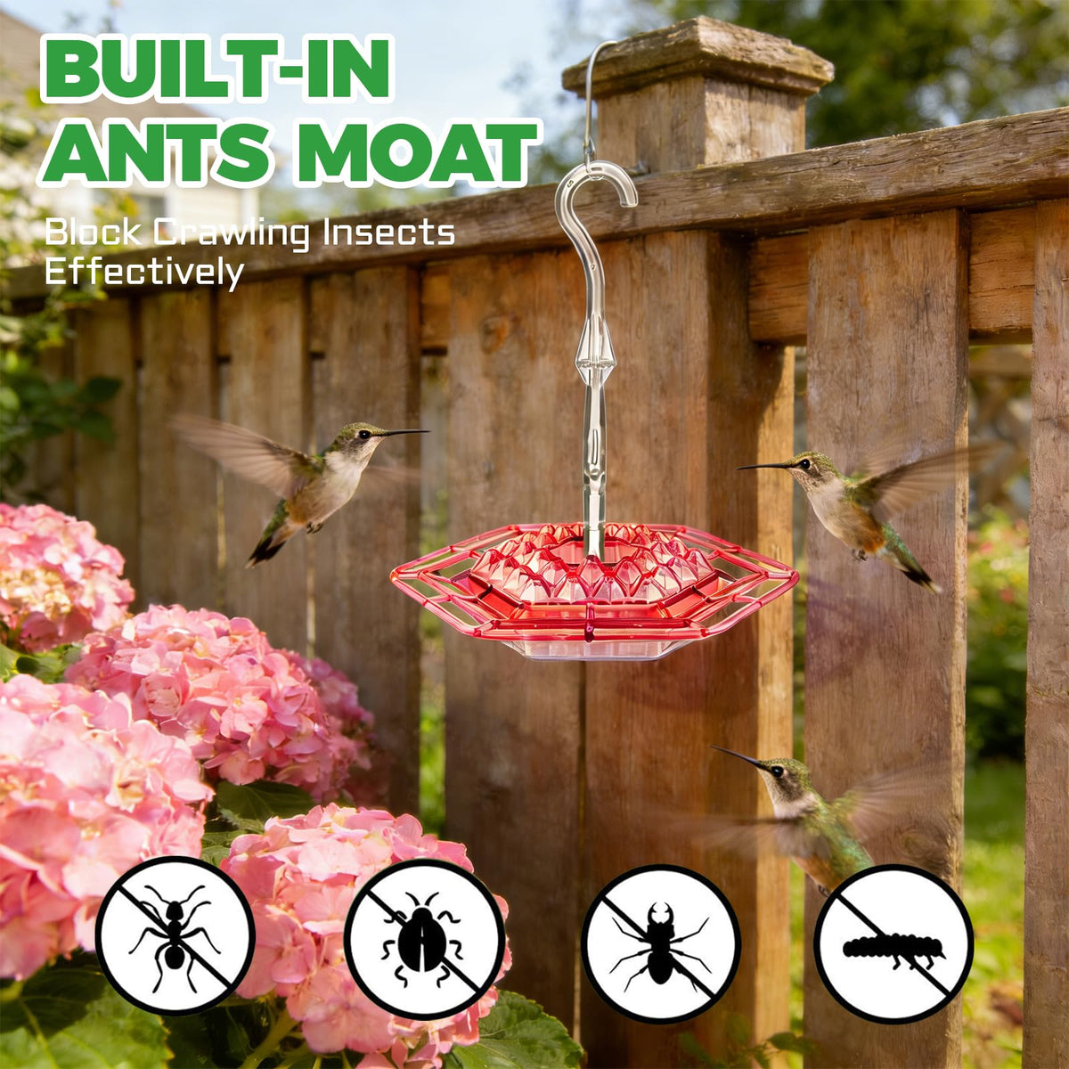 TUONU hummingbird feeder shatterproof construction suits outdoor gardens.