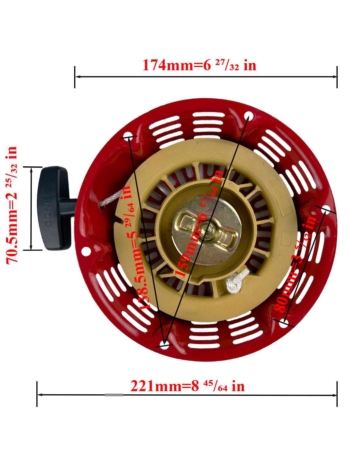 TURBOTUNITY recoil starter for Honda GX120 with durable construction and simple pull.