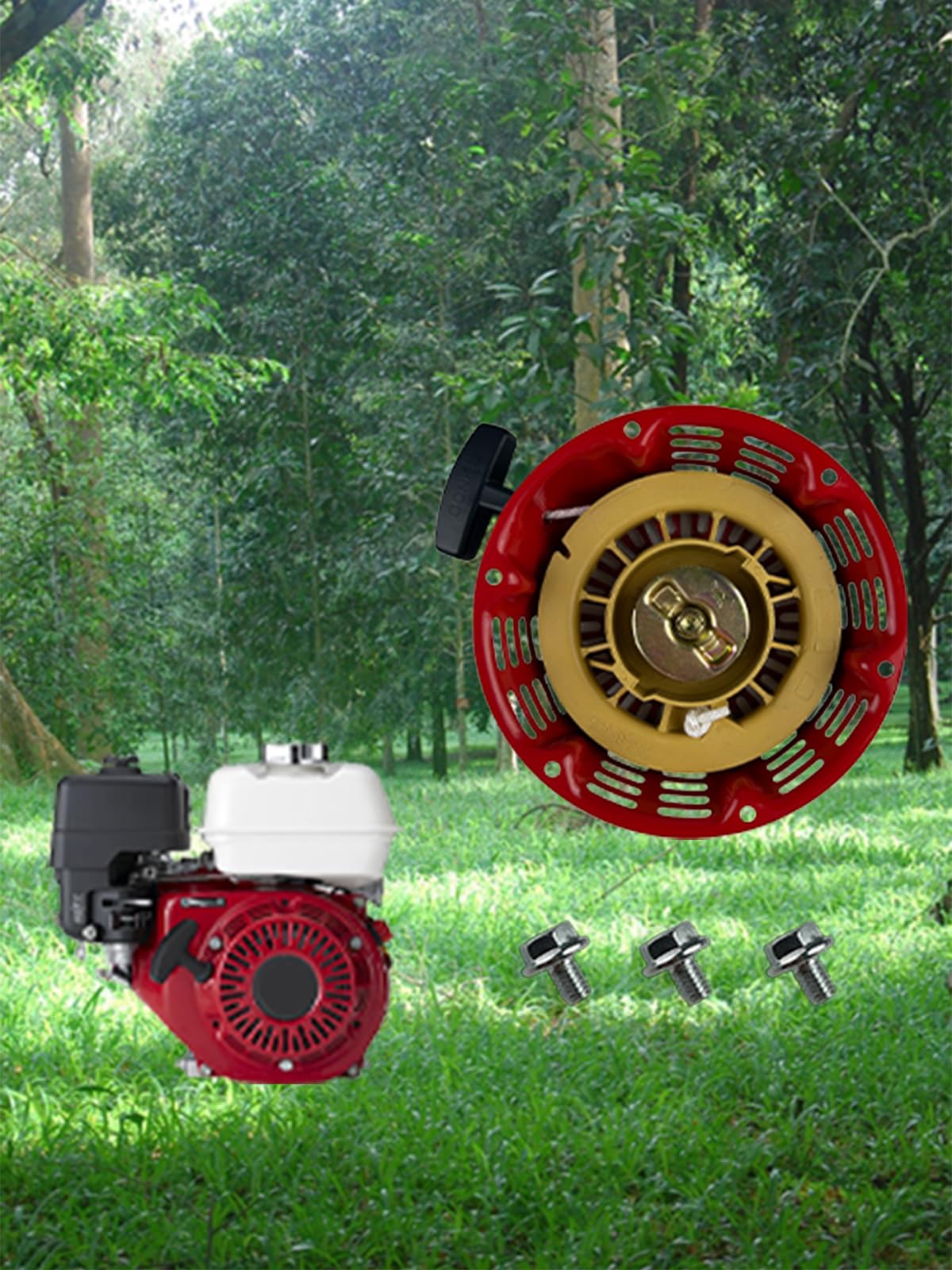 TURBOTUNITY red pull-start assembly highlighting retrofit compatibility for engines.