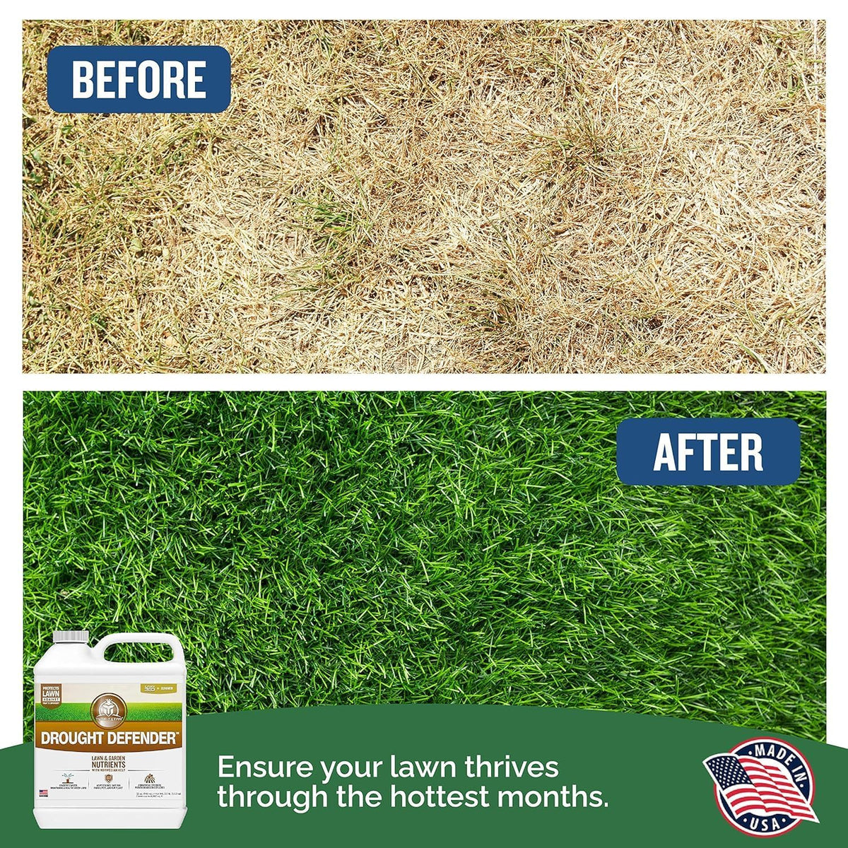 Turf Titan Drought Defender dry soil absorption improves moisture penetration.
