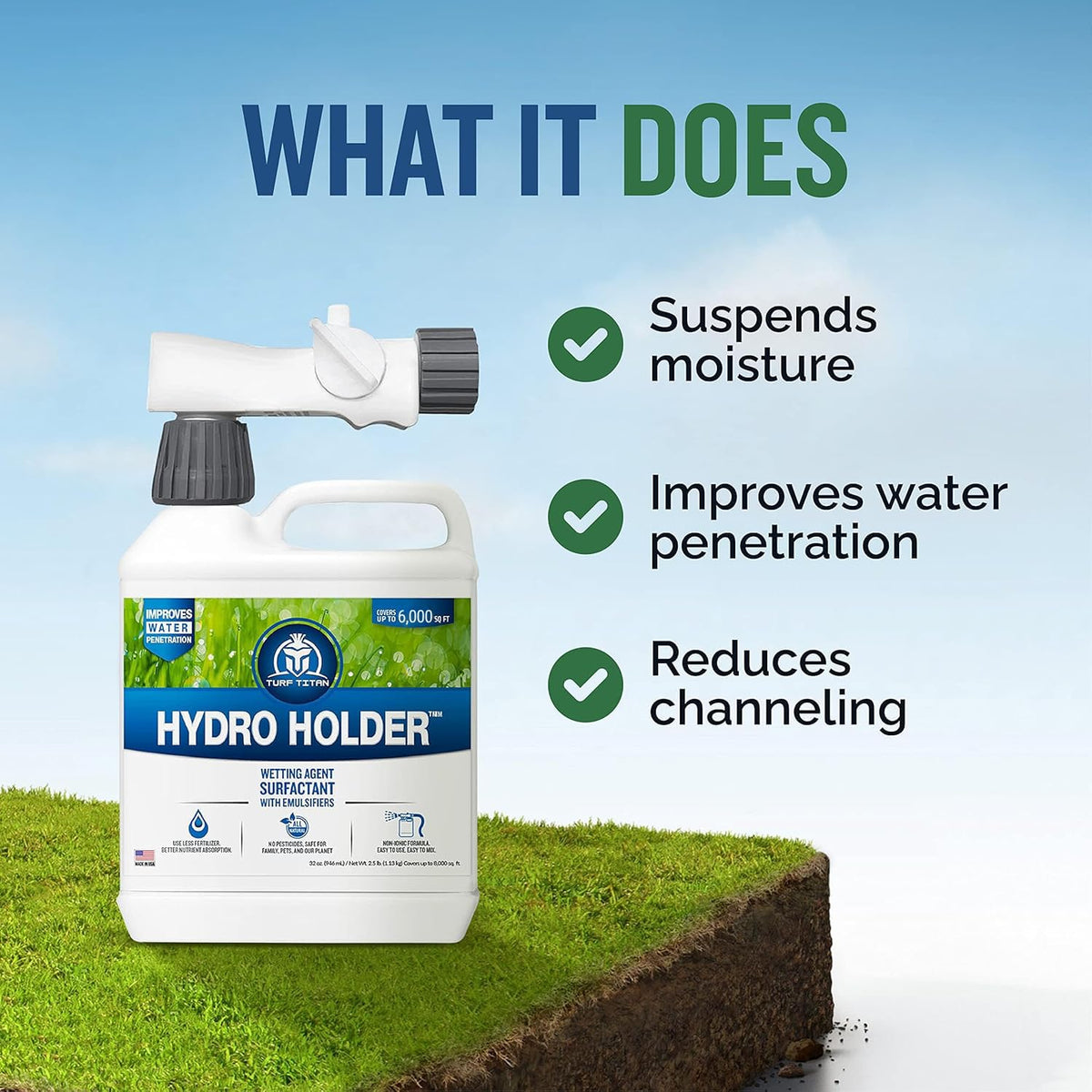 Turf Titan Hydro Holder hose-end sprayer ensures even application for uniform moisture