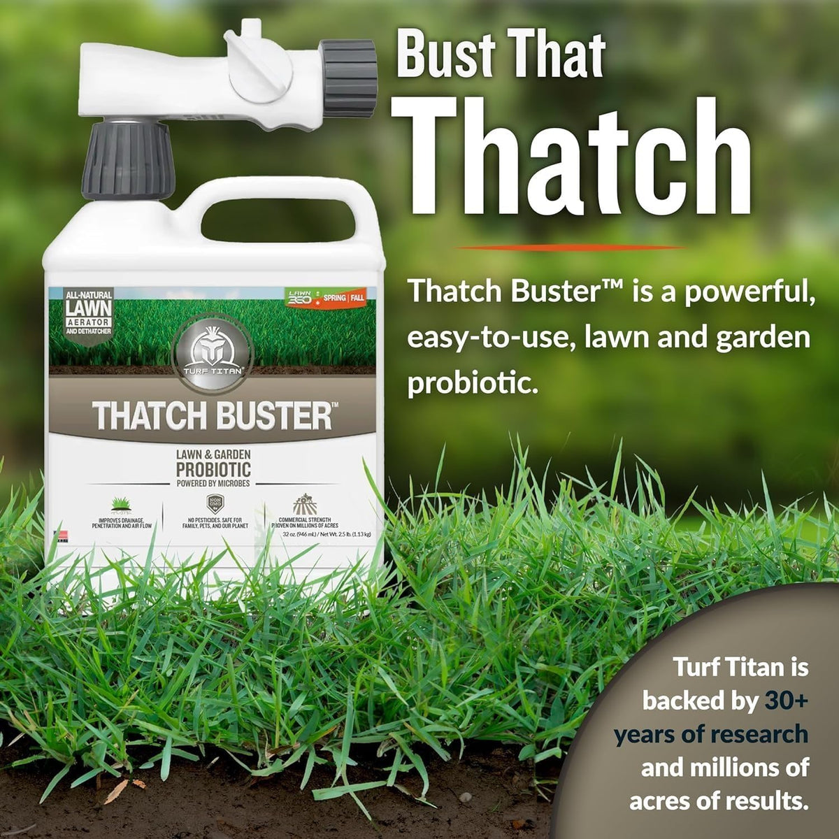 Turf Titan Liquid Aerator sprayer helps penetrate compacted soil for better root room.