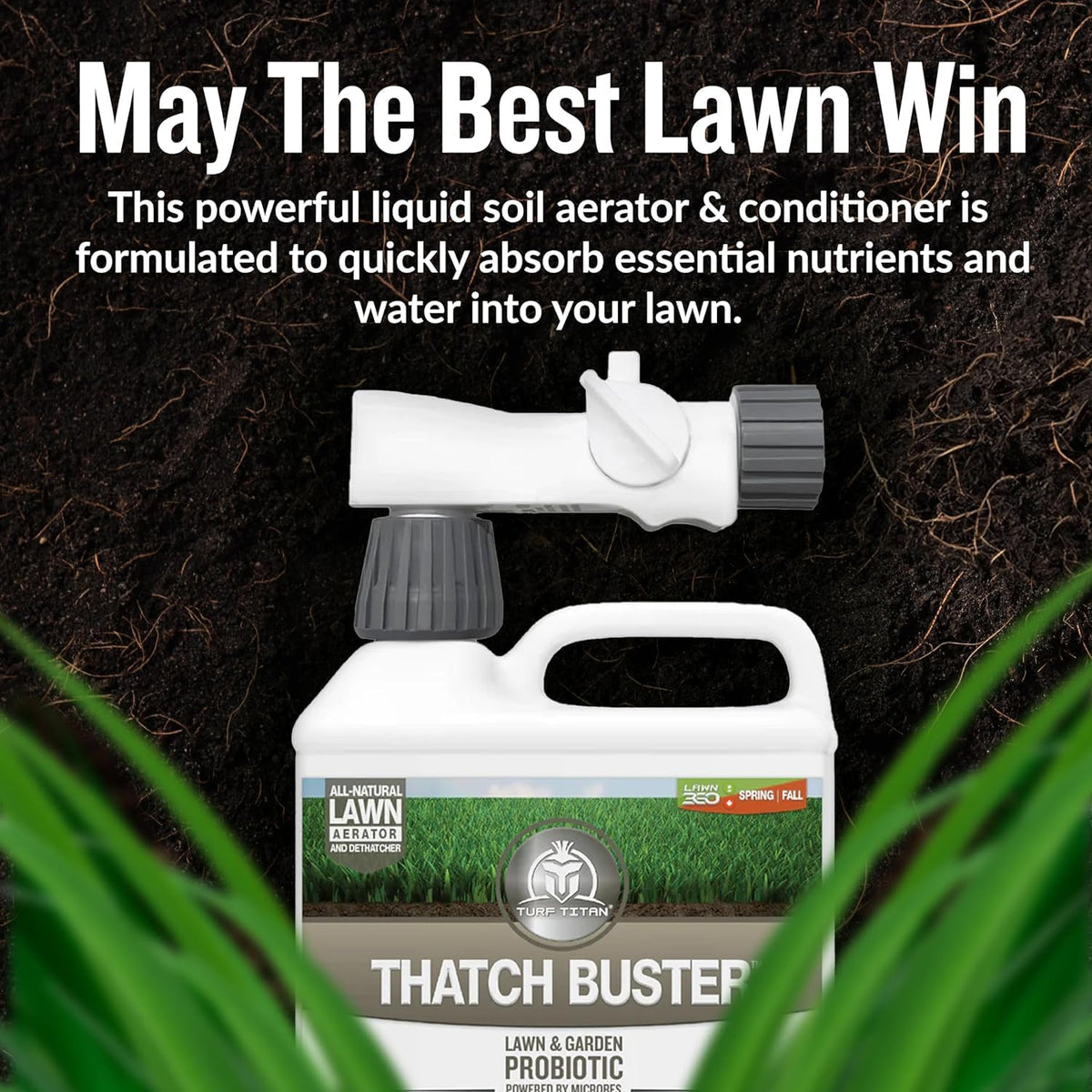 Turf Titan Soil Loosening Closeup reveals microbe action beneath turf surface.