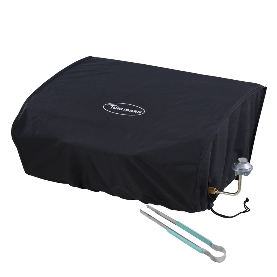 TURLIOARN Blackstone 22-inch griddle cover front view protects grill from rain and dust.
