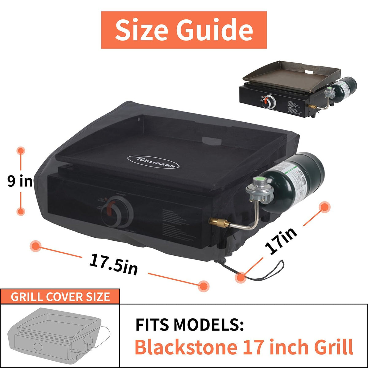TURLIOARN cover features grill clips for quick, secure attachment.