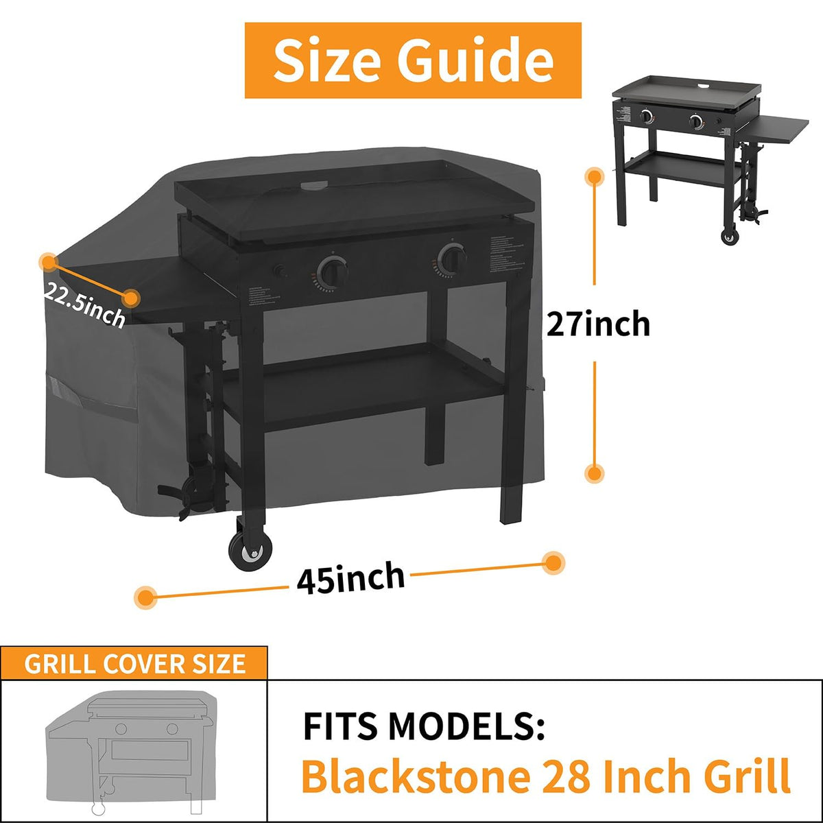 TURLIOARN windproof griddle cover with Velcro straps secures grill in wind