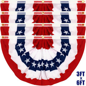 TURNMEON 4-pack pleated flag for porch display with bold red, white and blue colors.