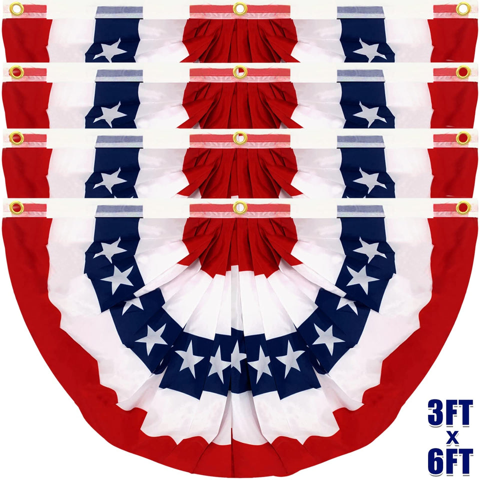 TURNMEON 4-pack pleated flag for porch display with bold red, white and blue colors.
