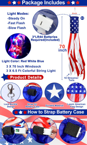 TurnMeOn 70-inch flag windsock close-up showing durable edge-sealing for outdoor use.