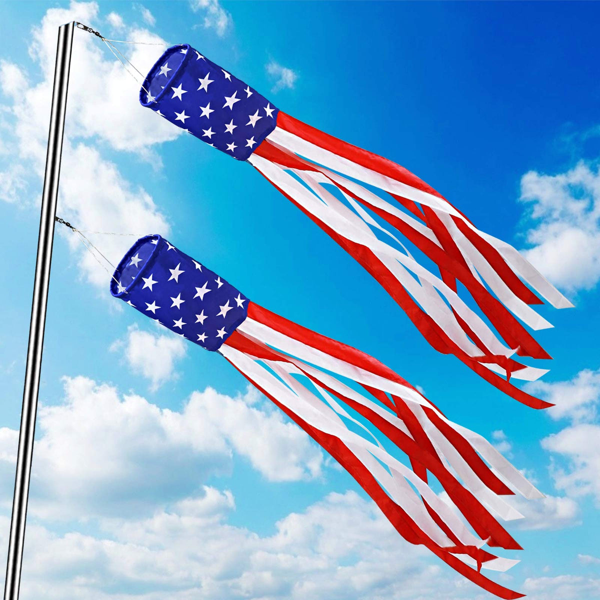 Turnmeon American flag windsock 40 inch for outdoor yards and festive street decor.