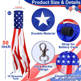 TURNMEON American flag windsock stars and stripes adds yard charm