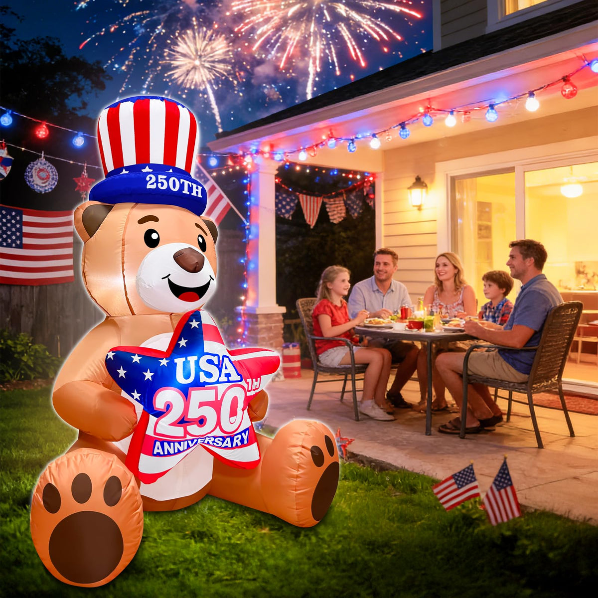 TURNMEON built-in LED lights create a warm glow for evening celebrations
