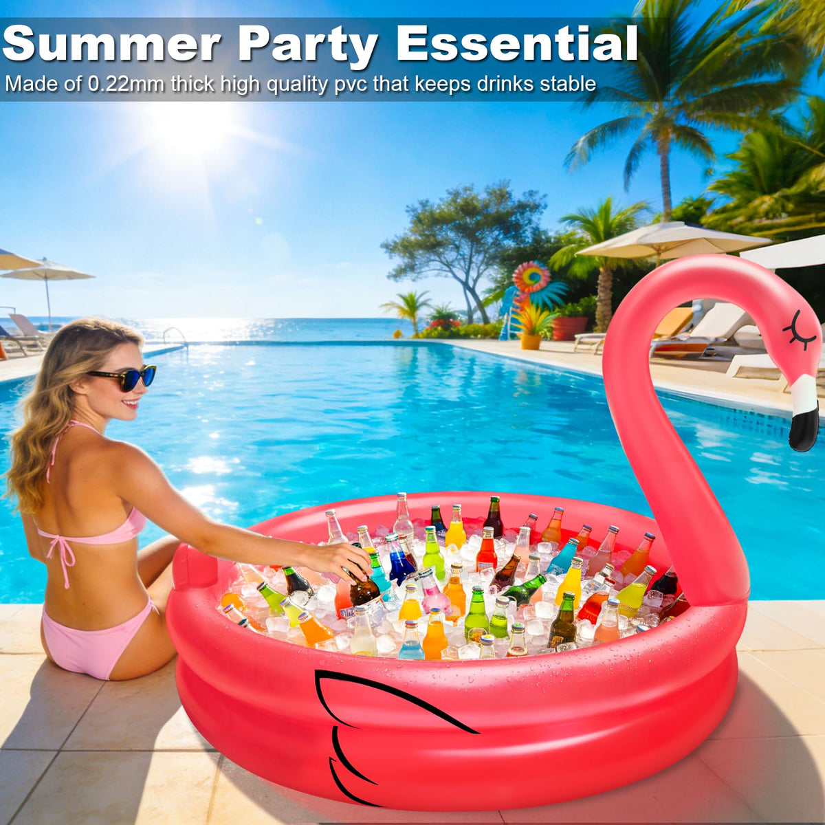 Turnmeon inflatable flamingo cooler bottom drain hole for quick release