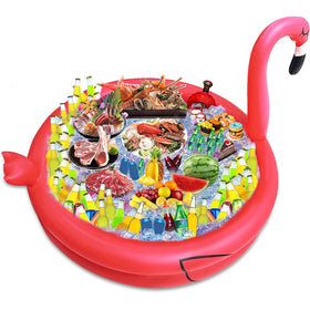 Turnmeon inflatable flamingo cooler front view showing large capacity for beverages