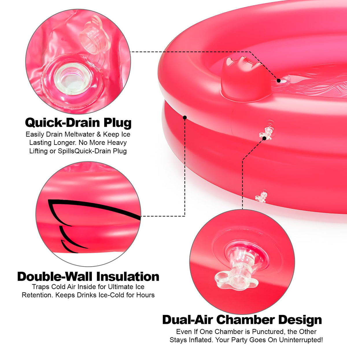 Turnmeon inflatable flamingo cooler side view highlighting tropical design