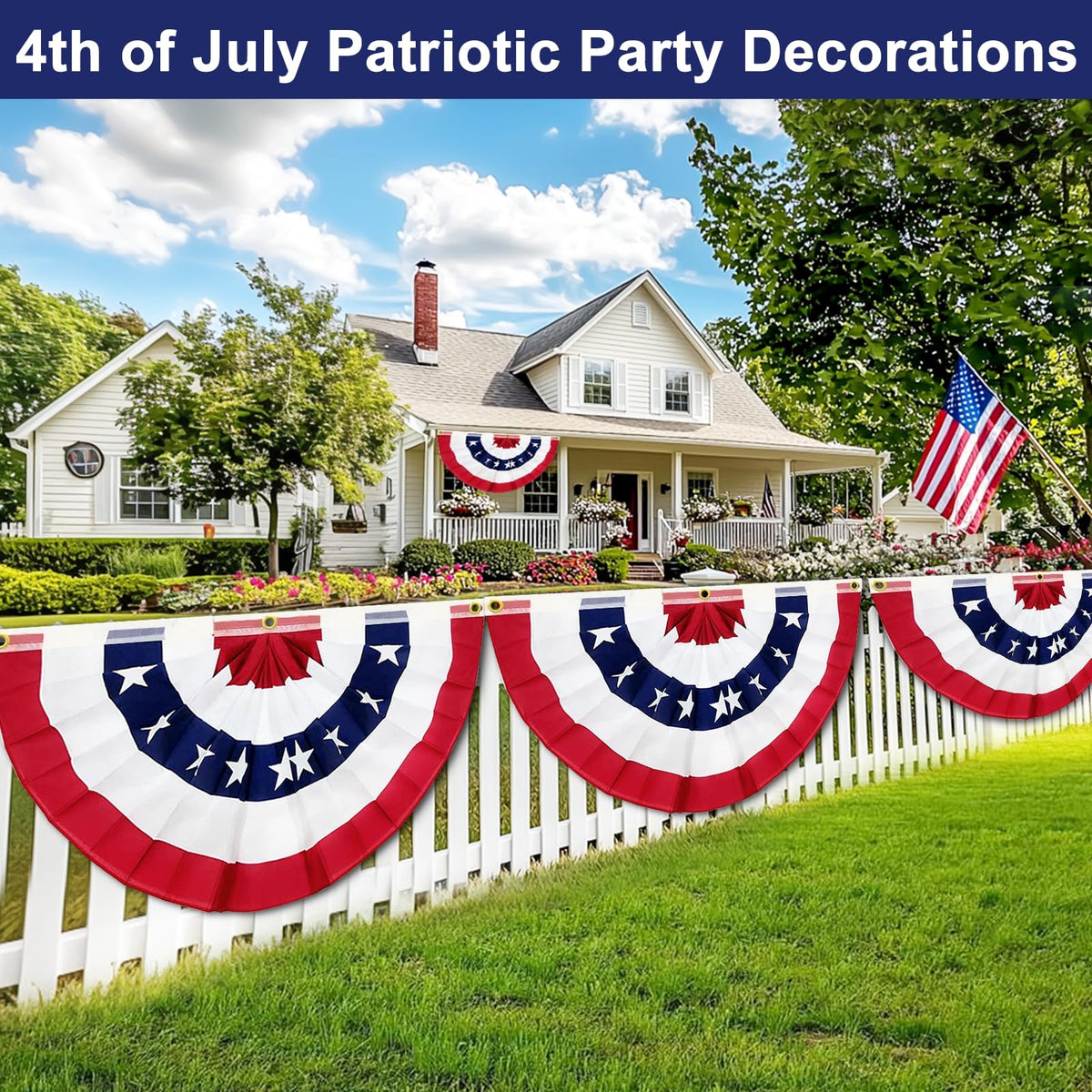 TURNMEON Memorial Day decor flag banner enhances indoor or outdoor space.