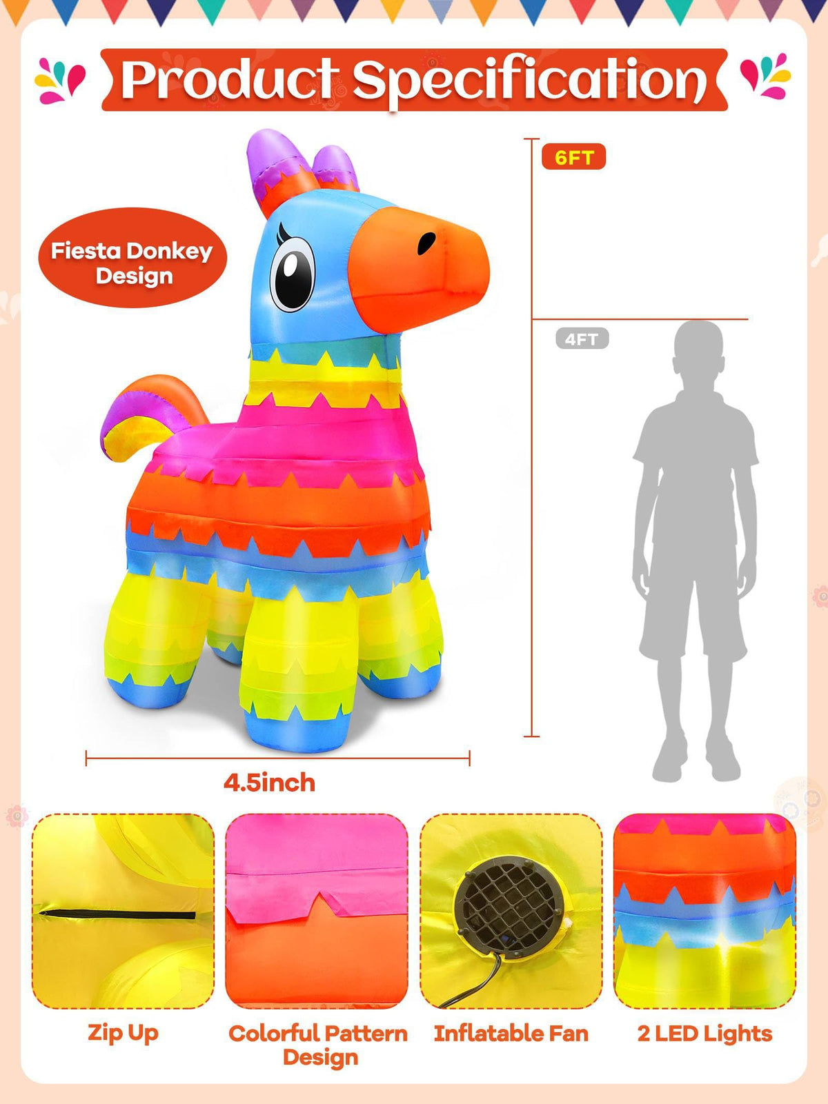 TurnMeon inflatable donkey exterior made of waterproof polyester for durability