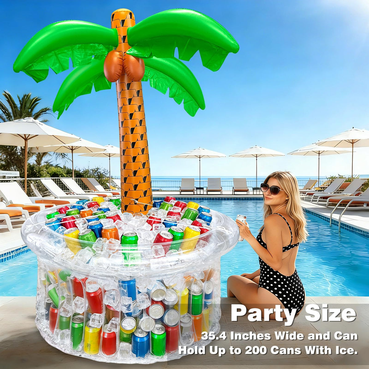 TURNMEON six-foot inflatable palm-tree cooler adds festive ambiance and cooling