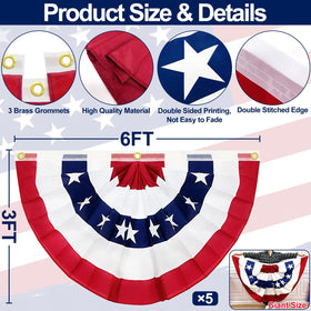 TURNMEON patriotic stars and stripes bunting shows on both sides clearly