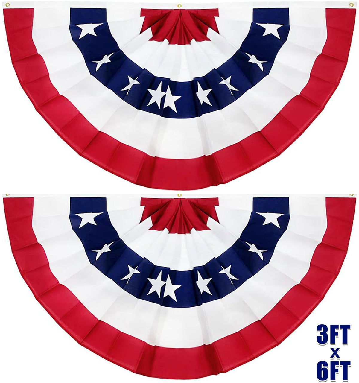 TURNMEON pleated flag 3x6ft showcases vivid red, white, and blue for outdoor celebrations.