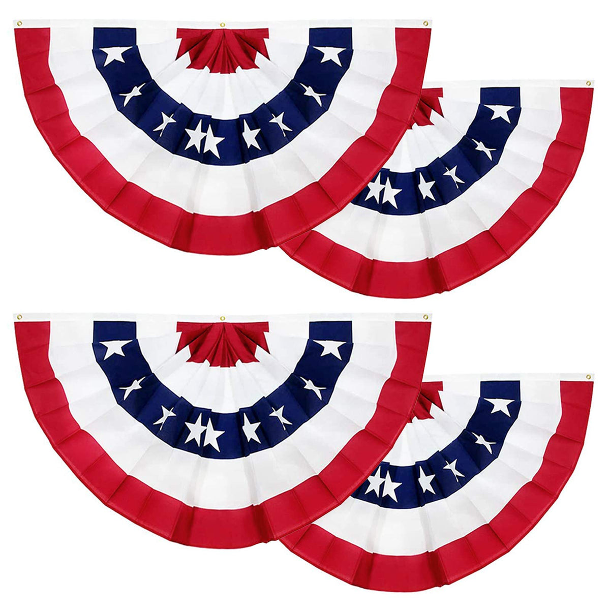Turnmeon pleated flag bunting in a 4-pack for versatile patriotic decorating indoors or outdoors.