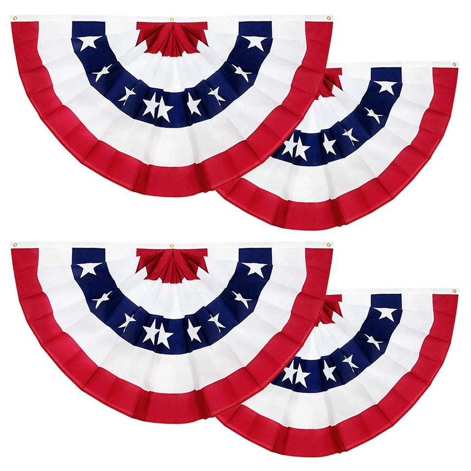 Turnmeon pleated flag bunting in a 4-pack for versatile patriotic decorating indoors or outdoors.