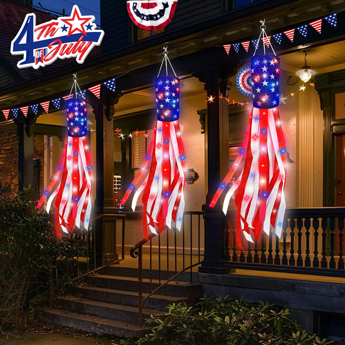 Turnmeon 3-pack windsocks brighten yards during holidays and events