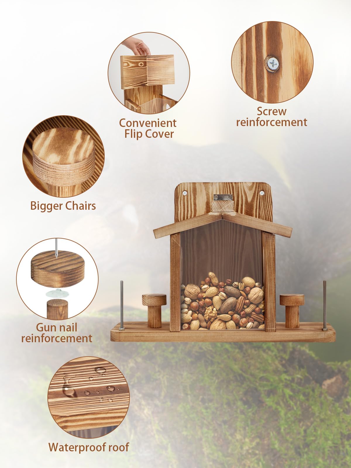 Turosur Squirrel Feeder corn cob holder demonstrates easy food attachment for nuts and corn.