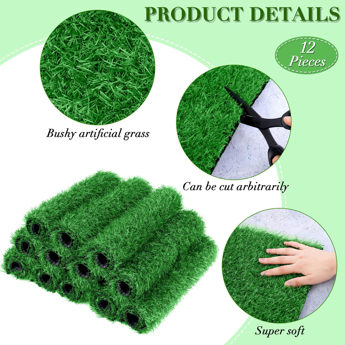 TURSTIN grass mat 12x12 inch ideal for pots shelves and mini landscapes