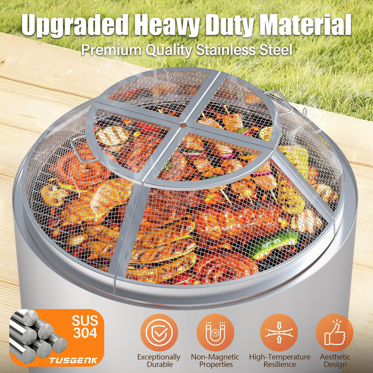 TUSGENK 304 stainless steel construction withstands heat and weather