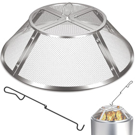 TUSGENK fire pit spark screen fits 19-5in bonfires for safe gatherings