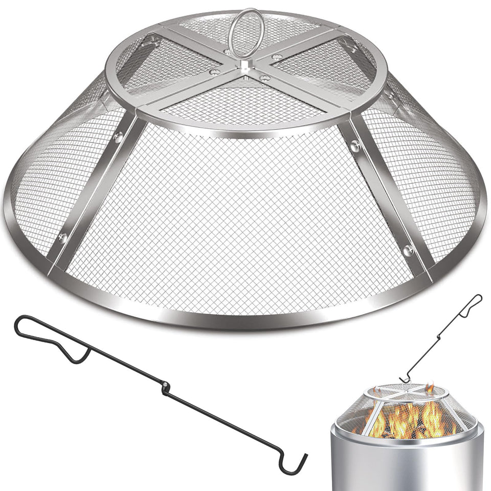 TUSGENK fire pit spark screen fits 19-5in bonfires for safe gatherings
