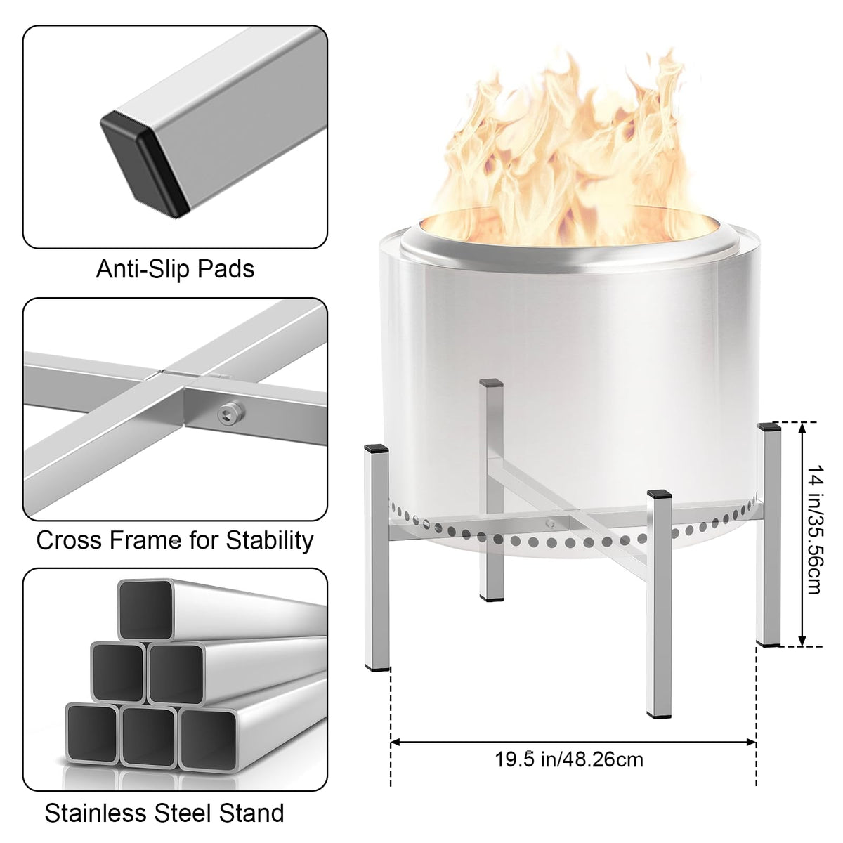 Tusivo firepit stand is portable and easy to detach for camping trips.