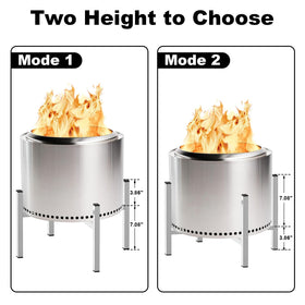 Tusivo firepit stand in stainless steel resists rust for enduring outdoor use.