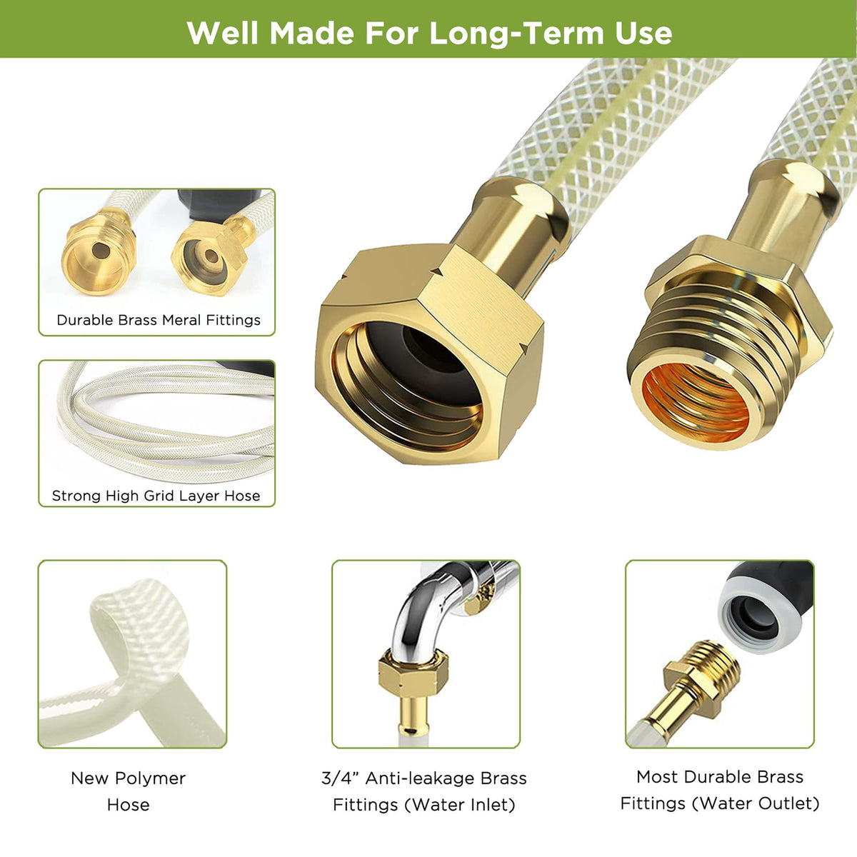 Tuyeho brass fittings on hose reel for durable connections