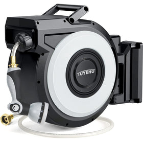 Tuyeho retractable hose reel wall-mount for tidy garden watering