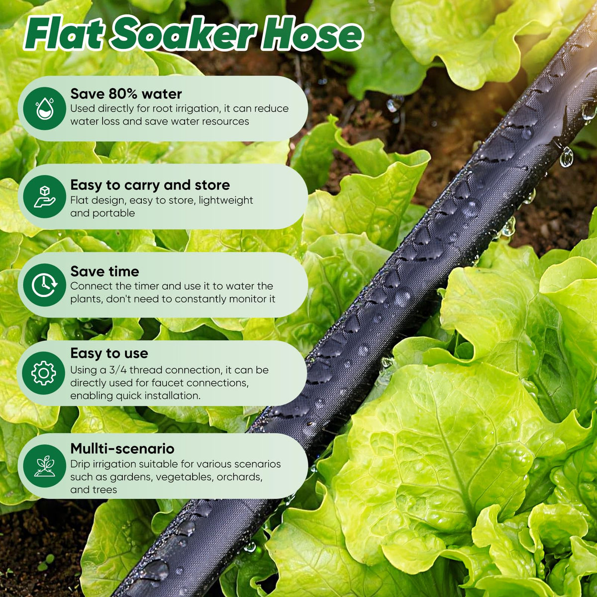 Tuzoc 125ft garden hose with flexible design reaches distant beds
