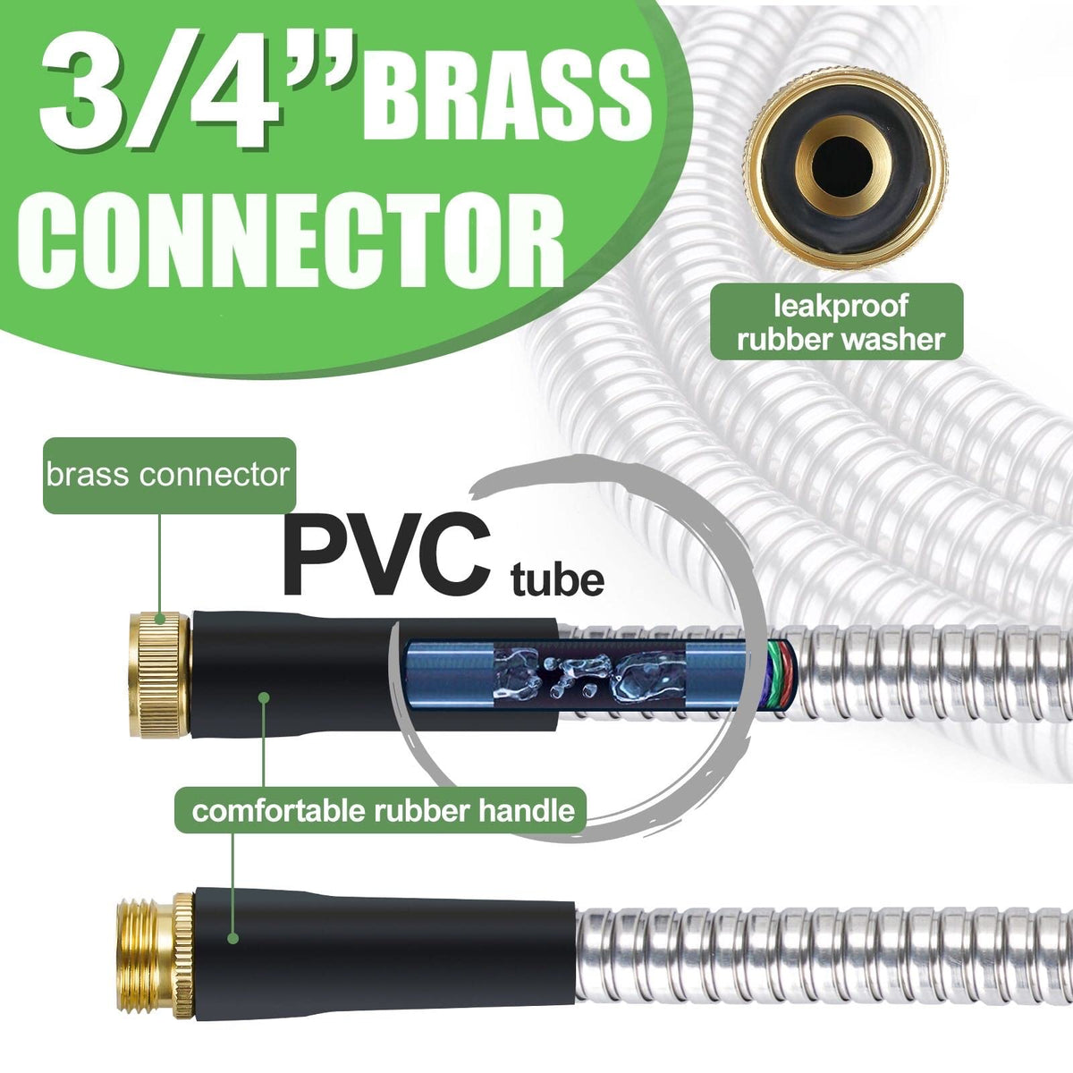 TVKB brass connector 3-4 inch secures leak-free connections during watering.