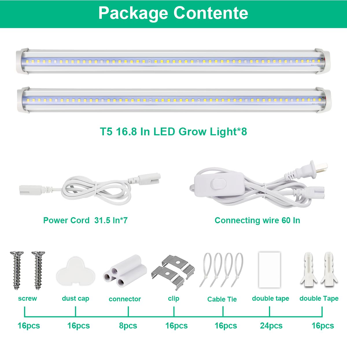 TVTUTPWY T5 Grow Lights energy-efficient setup around 20W total