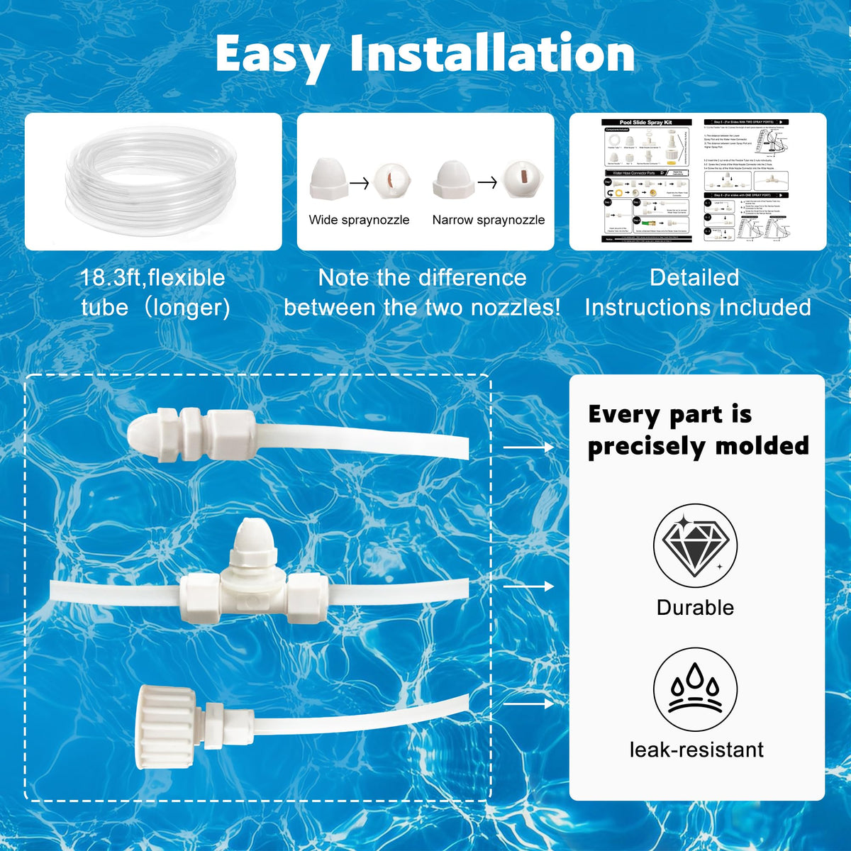 Tvwen 14ft tubing channels water for a consistently wet slide surface.
