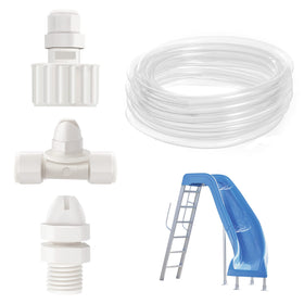 Tvwen pool slide spray nozzles provide targeted spray for a slick, fun ride.