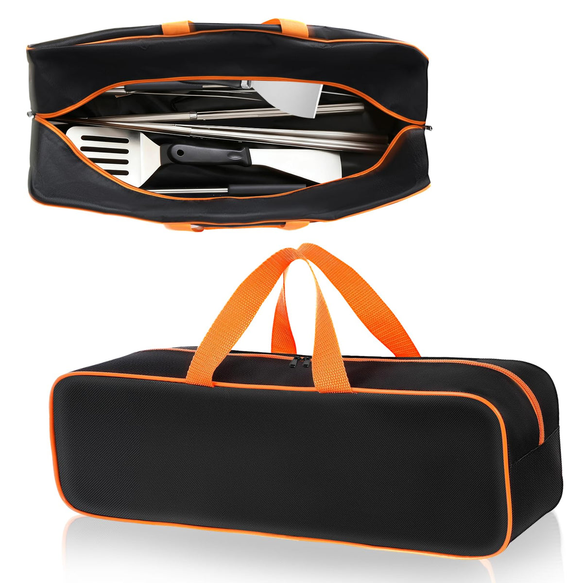 TWAKAP grill tool storage bag front view with spacious interior for long utensils