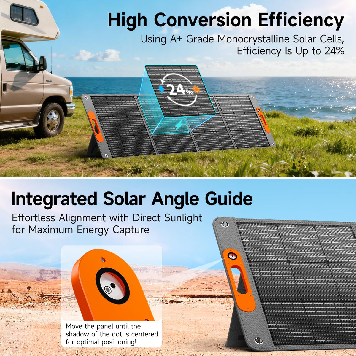 TWELSEAVAN 200W panel with magnetic handle for easy carrying.