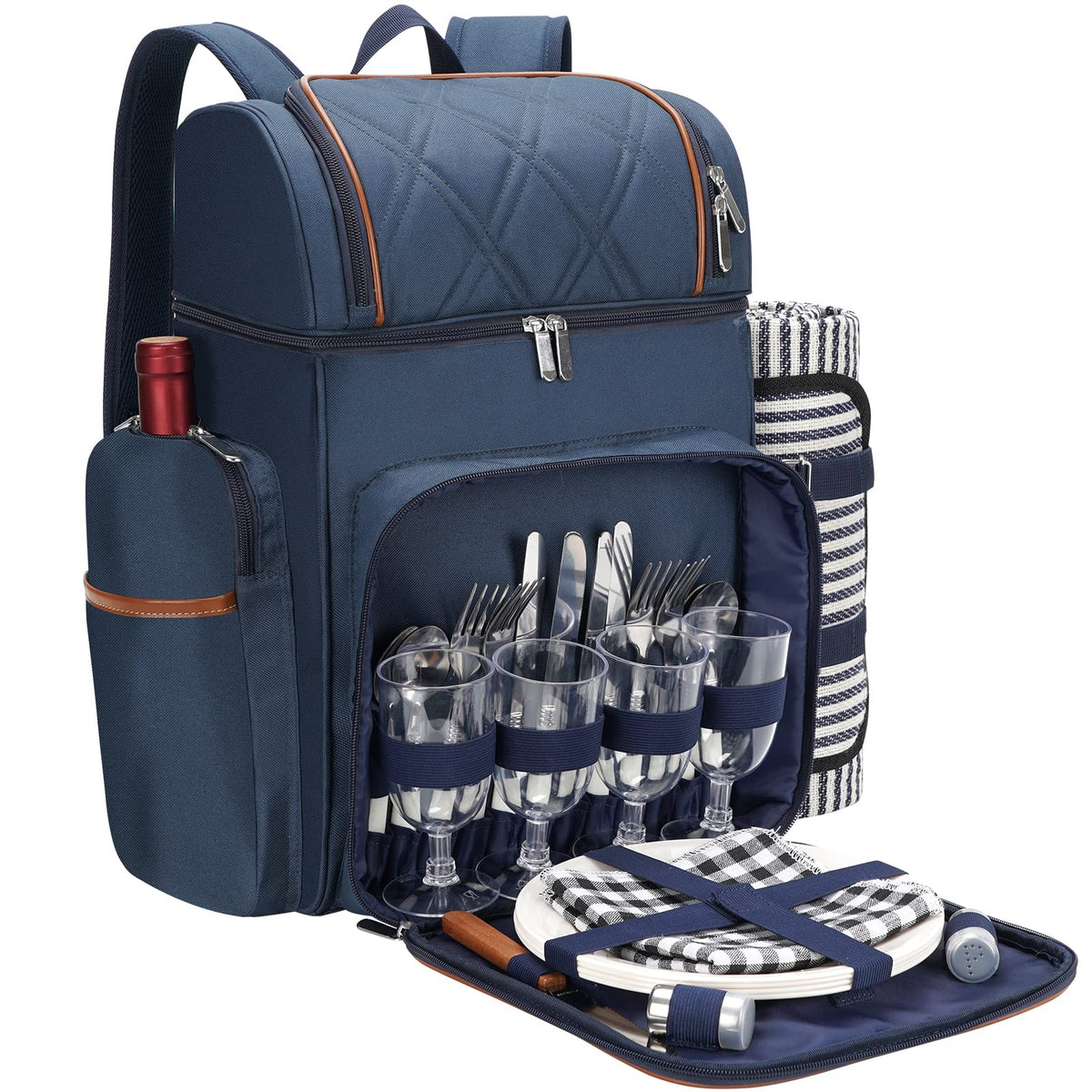 TwentyNext picnic backpack for 4 with compact carry design for easy outdoor dining.